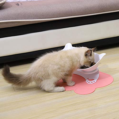  SOFEA Cat Necklace Storage Necklace Storage Necklace StorageDog Double Bowls With Raised Stand Pet Food Water Feeder 15° Tilted Container