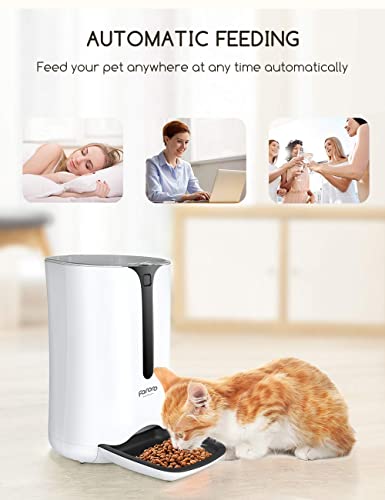  Automatic Cat Feeder, Faroro Dog Food Dispenser For Small Pets With Distribution Alarms, Portion Control, Voice Recorder And Programmable Timer For Up To 4 Meals Per Day