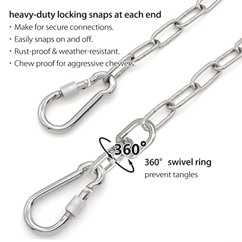  25 Ft Dog Chains For Outside - Heavy Dog Tie Out Chain Leash Great For Small To Large Dogs Up To 125Lbs - Chew Proof Long Dog Leash Chain Dog Chain For Yard Camping Or Travel