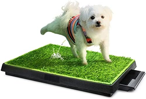  Hompet Dog Grass Pad With Tray Large, 2 Pcs Artificial Grass Training Pads With Pee Baffle Patch Puppy Turf Potty For Indoor And Outdoor Use, Ideal For Small And Medium Dogs (30"×20")