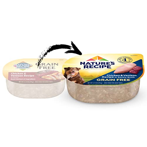  Nature’s Recipe Grain Free Wet Dog Food, Chicken & Venison Recipe, 2.75 Ounce Cup (Pack Of 12)