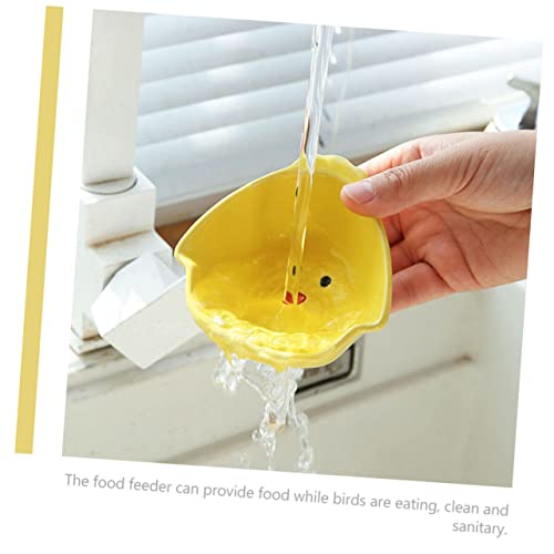  EVANEM 2pcs Rutin Chicken Feeding Pot Poultry Feeder Tray Chicken Feeder Tray Chicken Ceramic Bowl Animal Cage Ceramic Water Bowl Dispenser Container Bird Feeding Bowls Ceramics Yellow