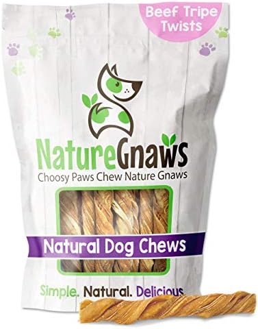 Nature Gnaws Tripe Twists For Dogs - Premium Natural Beef Sticks - Simple Single Ingredient Crunchy Dog Chew Treats - Rawhide Free 10 Count (Pack Of 1)