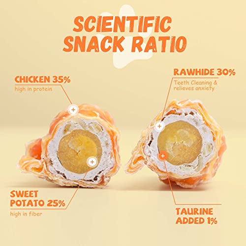  Pawmate Dog Treats Chicken Wrapped Sweet Potato Rawhide Big Stick Long Lasting Dog Treats For Medium Large Dogs