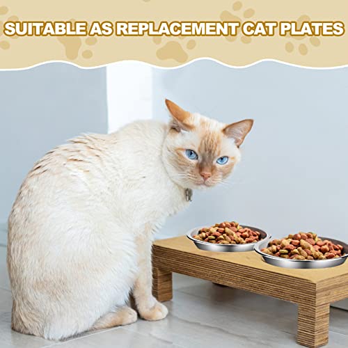  12 Pcs Stainless Steel Cat Bowls Shallow Cat Food Bowls, Replacement Whisker Fatigue Relief Cat Food Dish Bulk For Elevated Stand, Metal Food And Water Dish For Small Dogs And Cats (5.5 Inch Diameter)