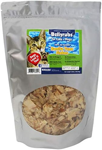  Bellyrubs Bonita Tuna Flakes For Cats And Dogs 4.25oz | Premium Dried Tuna Cat Treat | All-Natural Gluten & Grain Free Tuna Flake Treats | Healthy High Protein Pet Training Chews | Made In USA