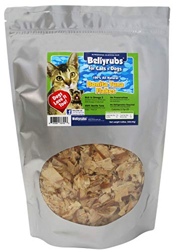  Bellyrubs Bonita Tuna Flakes For Cats And Dogs 4.25oz | Premium Dried Tuna Cat Treat | All-Natural Gluten & Grain Free Tuna Flake Treats | Healthy High Protein Pet Training Chews | Made In USA
