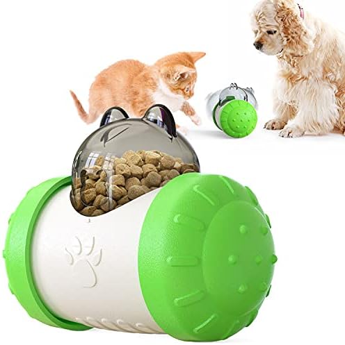  Dog And Cat Toys Pet Feeder Dog Educational Toys Pet Feeder Food Overflow Device Tumbler ABS Material Allows Cats And Dogs To Eat Slowly To Help Pets Digest (Green)