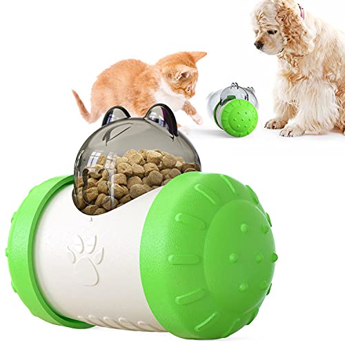  Dog And Cat Toys Pet Feeder Dog Educational Toys Pet Feeder Food Overflow Device Tumbler ABS Material Allows Cats And Dogs To Eat Slowly To Help Pets Digest (Green)