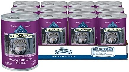  Blue Buffalo Wilderness High Protein, Natural Adult Wet Dog Food, Turkey & Chicken Grill 12.5-oz Cans (Pack Of 12)