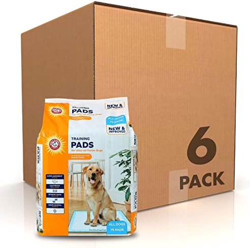  Arm & Hammer For Dogs Training Pads For Stay-at-Home Dogs | New & Improved Super Absorbent, Leak-Proof, Odor Control Quilted Dog Training Pads With Baking Soda | 75 Count Wee Wee Pads,White
