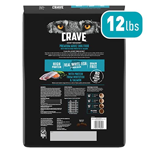  CRAVE Grain Free High Protein Adult Dry Dog Food, White Fish & Salmon, 12 Lb. Bag