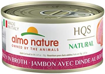  Almo Nature HQS Natural Made In Italy Ham With Turkey, Grain Free, Additive Free, Adult Cat Canned Wet Food, Shredded (2502H), 2.47 Oz, Pack Of 24