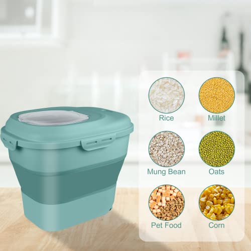  PETILALA Collapsible Dog Food Storage Container, 30Lbs Capacity Large Plastic Dog Cat Food Storage Containers With Airtight Lids/Measuring Scoop/Wheels, 48Qt Leakproof Airtight Sealed Dispenser Bin