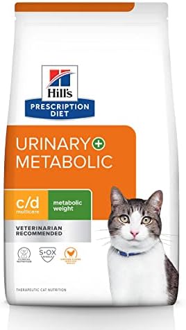  Hill's Prescription Diet C/d + Metabolic, Urinary + Weight Care Chicken Flavor Dry Cat Food, Veterinary Diet, 12 Lb. Bag