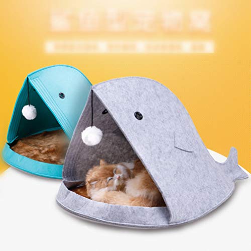  Cute Pet Bed Shark Shaped Cat Cave House Decorative Comfy Pet Nest Soft Small Animal Felt House