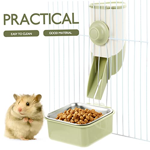  1 Set Steel Green Reusable Cat Automatic Pigs Bowls Rat Food Dog Accessories Hamster Rabbits Bottle Animal Pet Ferrets Parrots Hanging Cats Container Nuts Cage Feeder Household
