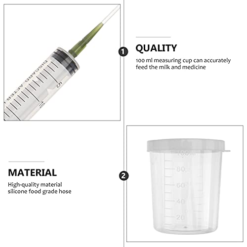  Ipetboom 2 Sets Bird Feeding Set Pet Parrot Milk Feeding Birds Feeding Cup Liquid Feeder Hoses Tube For Peony Cockatiel Rabbit Hamster Small Animals