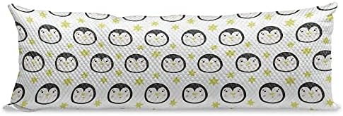  Lunarable Dog Bone Body Pillow Cover, Cartoon Food For Dog Treat Pattern With Silhouette Zigzag Background, Soft Comfortable Zippered Side Sleeper Pillow Case, 20" X 55", White And Dark Blue
