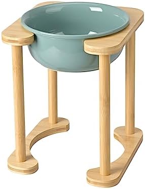  SPUNKYJUNKY Ceramics Elevated Dog Bowls Raised Dog Bowls With Non-Slip Stand For Medium Large Dog Food And Water Pet Feeding Bowl(Double 56OZ Bowl,Cream White)