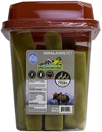 Himalayan Dog Chew Yak Cheese Dog Chews, 100% Natural, Long Lasting, Gluten Free, Healthy & Safe Dog Treats, Lactose & Grain Free, Protein Rich, Large Dogs 55 Lbs & Smaller, Real Bacon Bits, 3.3 Oz