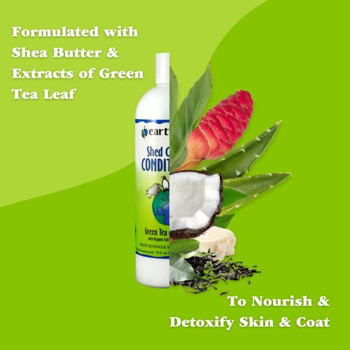  Earthbath Green Tea & Awapuhi Pet Shed Control Shampoo & Conditioner - Helps Relieve Shedding & Dander, Aloe Vera, Shea Butter, Good For Dogs & Cats, Nourish & Detoxify Skin/Coat - 16 Fl Oz, Pack Of 2