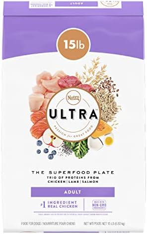  NUTRO ULTRA Adult High Protein Natural Dry Dog Food With A Trio Of Proteins From Chicken, Lamb And Salmon, 15 Lb. Bag