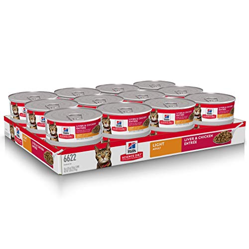  Hill's Science Diet Wet Cat Food, Adult, Light, Liver & Chicken, 5.5 Ounce(Pack Of 24)