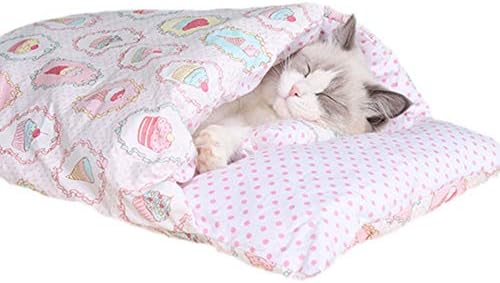  JENPECH Cat Bed - Semi-Closed Warm Soft Cat Sleeping Bed - Kennel Cushion Pet Supply With Pillow