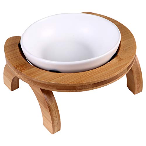  Pet Bowl 1 Set Pet Feeding Bowl Cat Bowl And Wooden Bracket Anti- Skid Pet Food Water Bowl