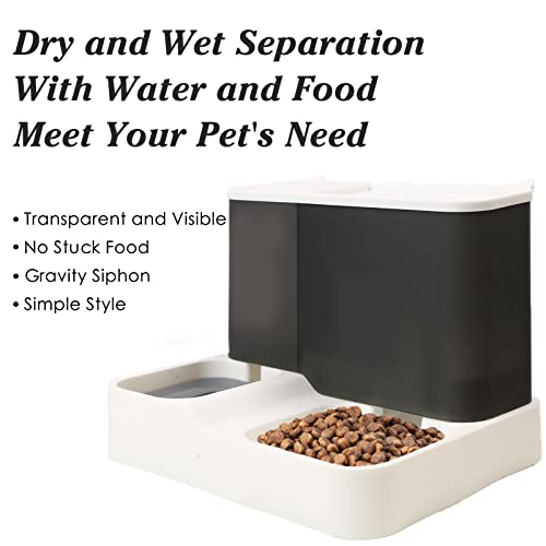  Koquena 2 In 1 Automatic Feeder Dog Water Fountain Pet Gravity Self Feeding Food And Water Dispenser For Small Medium Big Pets Grey