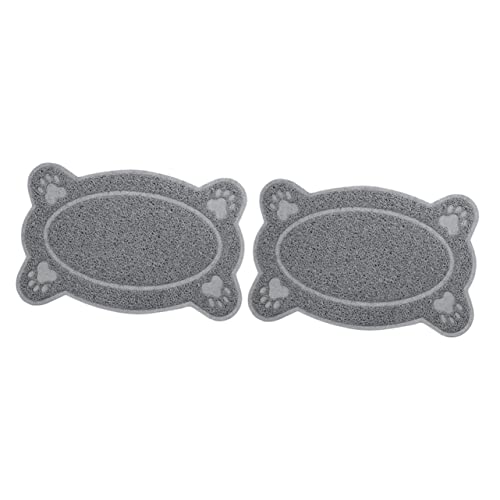  Silicone Table Mats 2pcs Non Skid Rug Cat Litter Rug Dog Cat Bowl Mat Cat Placemat Dog Indoor Mat Dog Feeding Tablemat Pet Dog Carpet Food Trash Can Grey Cat Mat
