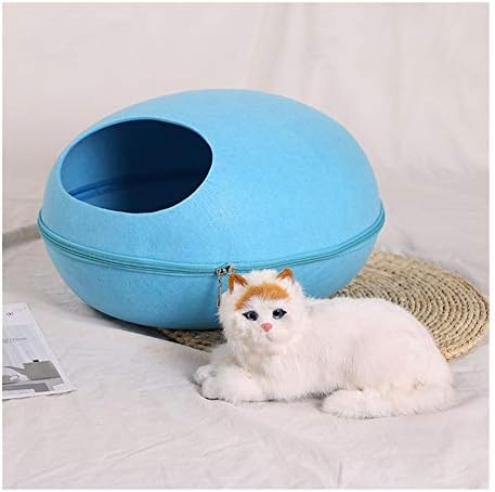  YangYan Pet Cat Bed Cave Sleeping House Nest Kennel Felt Cloth Zipper Pet Cat Basket Egg Shape Pet Bed Mat Cushion For Cats Small Dogs (Color : D, Size : 47x39x25cm)