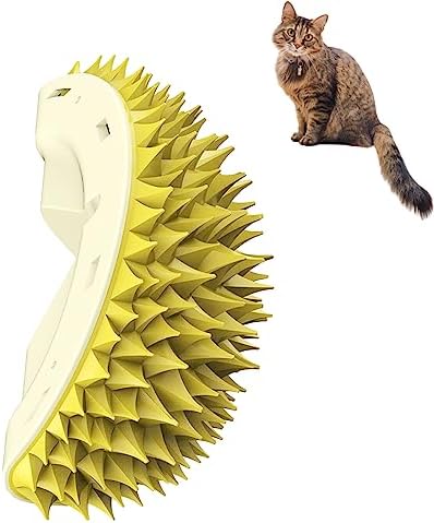  UPIKIT Durian Multifunctional Toys, Durian Cat Scratcher, 1/2PCS Durian Shape Cat Comb, Massaging And Removing Floating Hair Cat Dog Toys, For Any Different Flat Surfaces Or Corners (Yellow+Green)