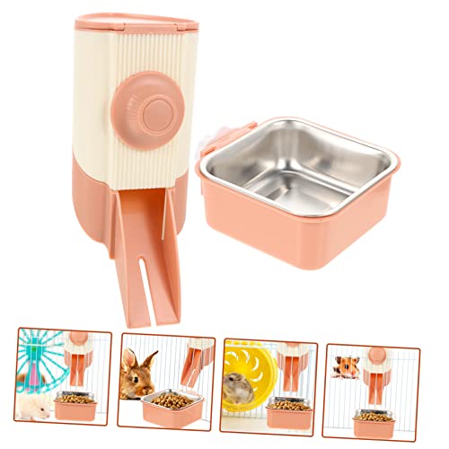  NOGRAX 4 Sets Rabbit Rat Supply Dispenser Cage Accessory Food Animal Cats Reusable Pigs Container Bird Bowls Feeding Steel Hamster Dogs Pet Small Ferrets Parrots Guinea Pig Pink Hanging Feeder