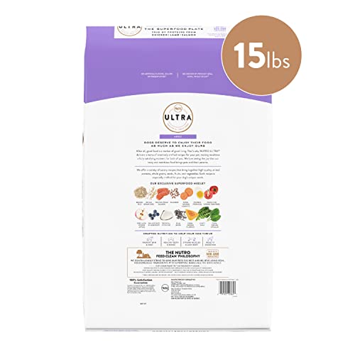  NUTRO ULTRA Adult High Protein Natural Dry Dog Food With A Trio Of Proteins From Chicken, Lamb And Salmon, 15 Lb. Bag