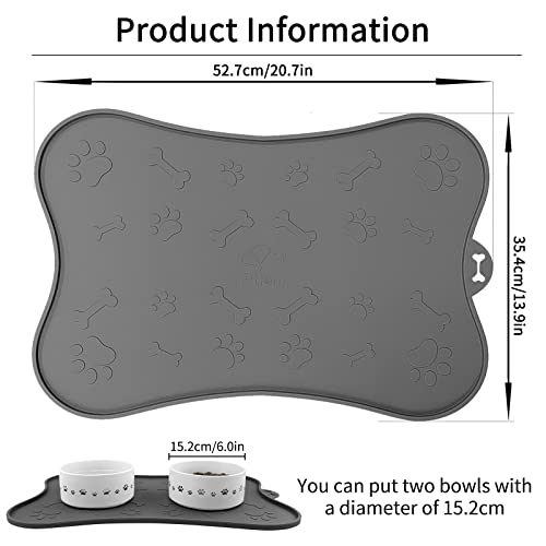  KPWACD Pet Placemat For Dog And Cat, Mat For Prevent Food And Water Overflow, Suitable For Small, Medium And Big Pet, Grey, Silicone