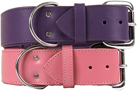  Dallas Luxury Leather Padded Dog Collar -Pink - 26" X 1.5"