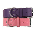  Dallas Luxury Leather Padded Dog Collar -Pink - 26" X 1.5"