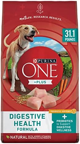  Purina One Plus Digestive Health Formula Dry Dog Food Natural With Added Vitamins, Minerals And Nutrients - 31.1 Lb. Bag