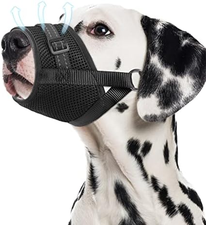  GoGoPaw Dog Muzzle Soft Air Mesh Muzzle For Large Dogs, Adjustable Pet Muzzle For Small Medium Dogs To Drink Freely, Breathable Reflective Muzzle For Dogs To Prevent Biting Barking(Blue,XL)