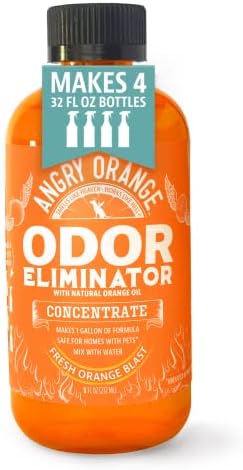 Angry Orange Pet Odor Eliminator For Home - 8oz Dog And Cat Pee Smell Remover For Carpet, Grass, Tile And Furniture - Citrus Concentrate, Makes 128oz Of Liquid