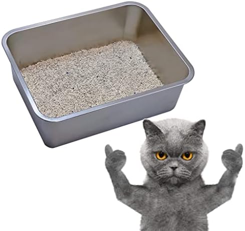  KUNWU Stainless Steel Pan 28"x20"x4" For Food, Cat, Dog & Rabbit Pet Litter Box, Corrosion Resistant Easy Clean No Residue Build Up Never Absorbs Odor Stains Rusts Durable Pan (XXL (28"x20"), 4" Deep)