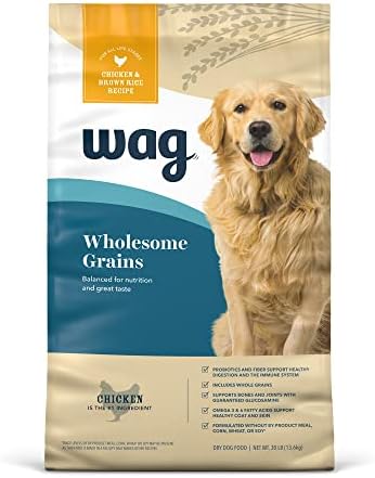  Amazon Brand – Wag Dry Dog Food, Chicken And Brown Rice 5 Lb Bag (Packaging May Vary)