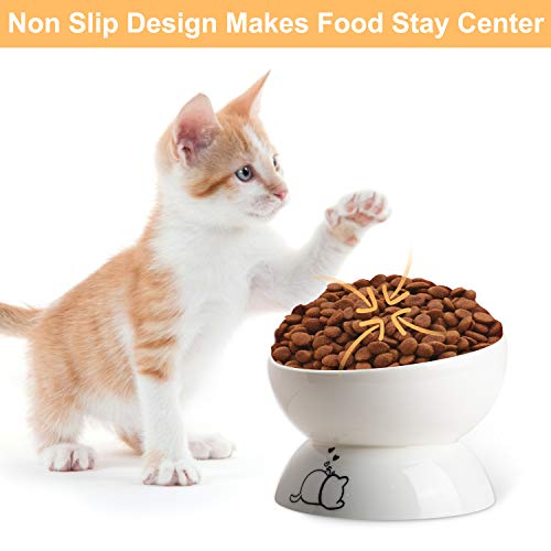 YouPeng Raised Cat Food And Water Bowl, Tilted Elevated Cat Food Bowls No Spill, Ceramic Cat Food Feeder Bowl, For Protect Cat's Spine, Anti Vomiting, Backflow Prevention, 15oz