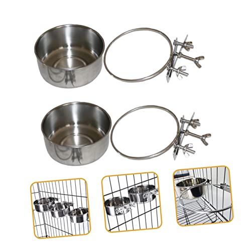  Bird Cage Mount Bowl Bunny Food Rabbit Food 6 Pcs Feeder Silver Stainless Steel Alloy Stainless Steel Dog Bowls Pet Feeder Metal Bird Feeder