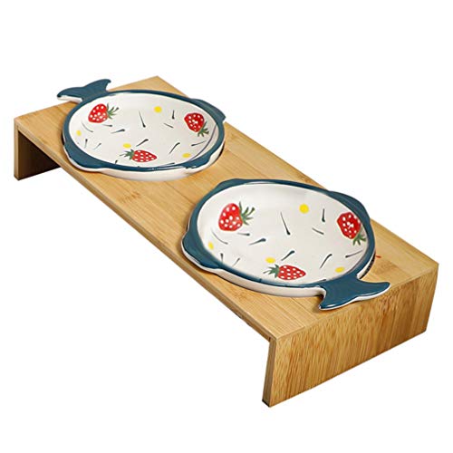  Balacoo Ceramic Cat Bowl Pet Food Bowls Neck Cat Feeder Bowl Ceramic Raised Bowls With Stand Pet Feeder And Waterer Station For Dog Cat Puppy Kitten (Random Color) Ceramic Cat Bowls