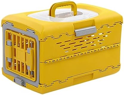  WeiLaiKeQi Collapsible Puppy Crate Portable Dog Kennel Foldable Reusable Heavy Duty Cat Transport Box Travel Cage For Kitten Rabbit Small Animals, Yellow