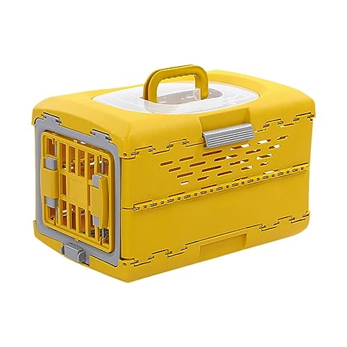  WeiLaiKeQi Collapsible Puppy Crate Portable Dog Kennel Foldable Reusable Heavy Duty Cat Transport Box Travel Cage For Kitten Rabbit Small Animals, Yellow