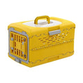  WeiLaiKeQi Collapsible Puppy Crate Portable Dog Kennel Foldable Reusable Heavy Duty Cat Transport Box Travel Cage For Kitten Rabbit Small Animals, Yellow